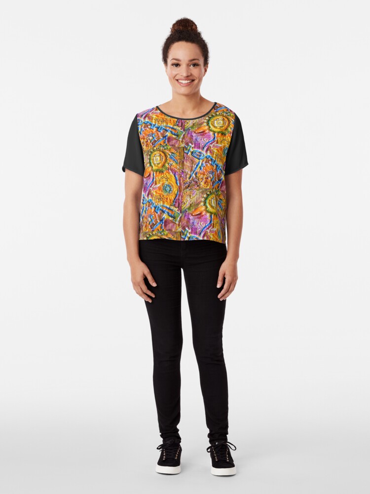 Alternate view of COLORFUL FANTASY BIRD Chiffon Top