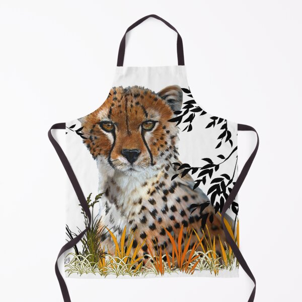 Item preview, Beautiful Cheetah | Green and Orange Foliage | Jungle | White designed and sold by BoastInArt.