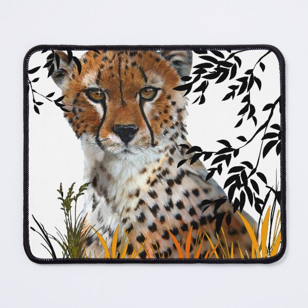 Item preview, Beautiful Cheetah | Green and Orange Foliage | Jungle | White designed and sold by BoastInArt.