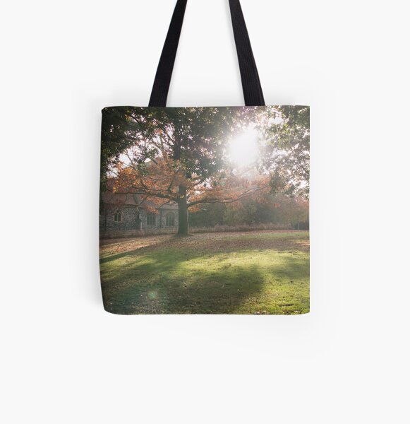 Sunlit autumn scene All Over Print Tote Bag