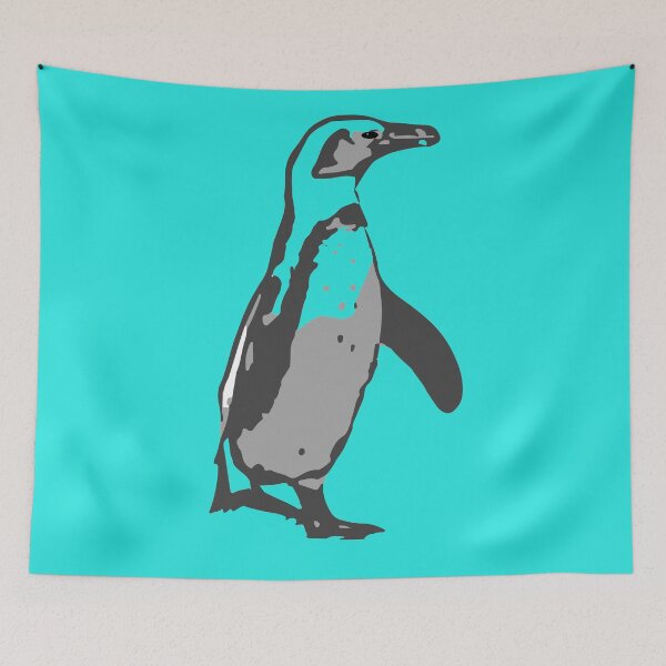 Item preview, African Penguin Illustration  on Turquoise  designed and sold by LisWilliams.