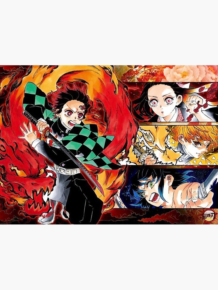 "Tanjiro, Inosuke, Zenitsu And Nezuko Demon Slayer" Art Print By ...