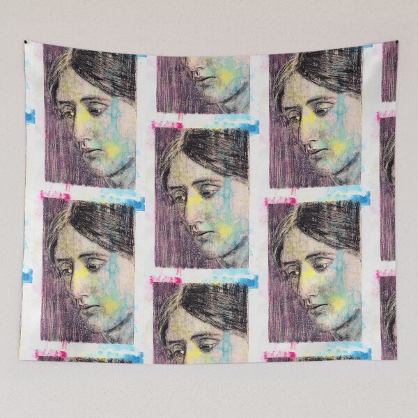 Item preview, Virginia Woolf - Hand Drawn Oil and Ink Portrait designed and sold by HRHildebrand.
