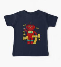 Retro Robot 7th Birthday Party Baby T-Shirt