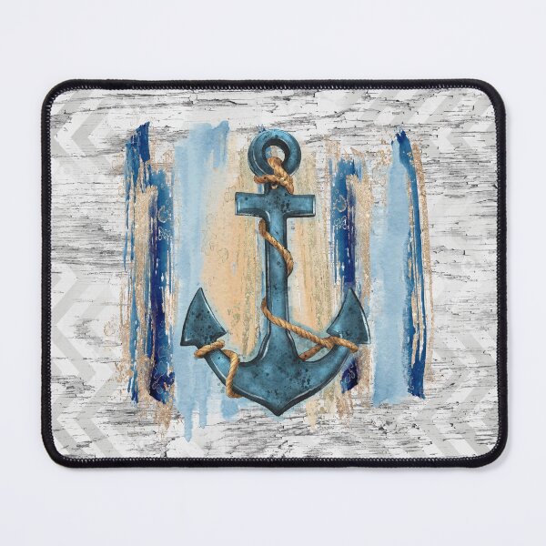 Item preview, Nautical Sailing Ship Anchor With Peach And Blue Ocean Paint Strokes designed and sold by ChicoryJunction.