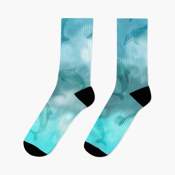 Item preview, Nautical Ocean Waves Underwater Watercolor Dolphins designed and sold by ChicoryJunction.