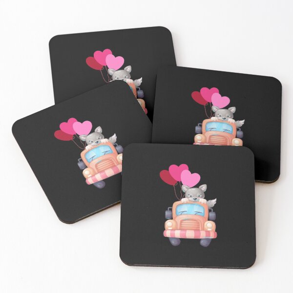 Item preview, cute Cat Driving A Car, with red balloon hearts designed and sold by prodesignerpro.