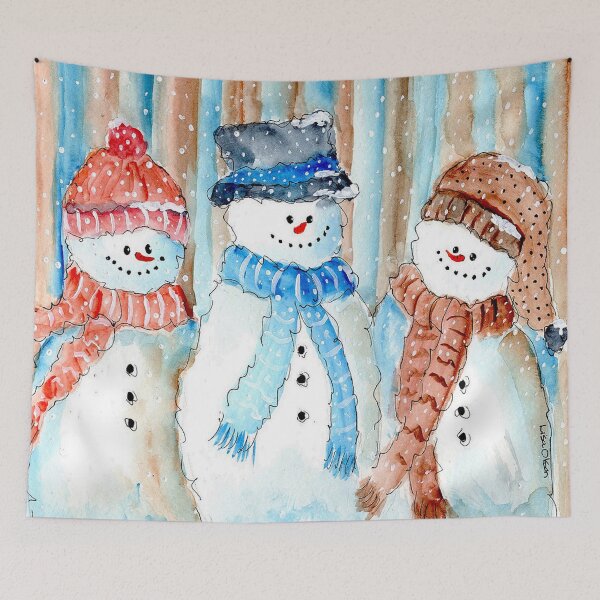 Item preview, Three Colorful Snowman designed and sold by Smalltownart.