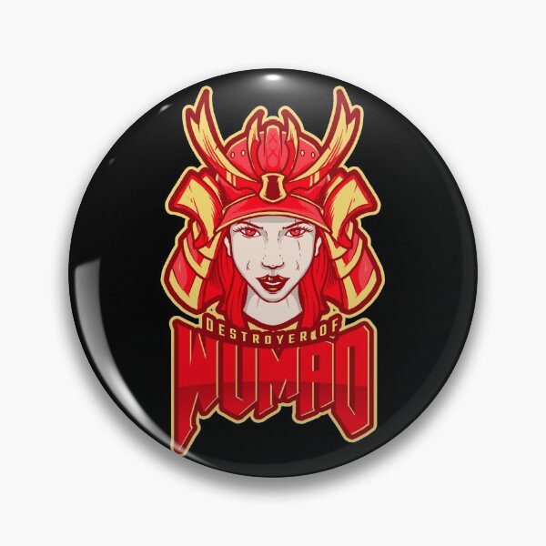 Item preview, Destroyer of Wumao Hunter Gamer Badge Samurai Red designed and sold by ReRevolution.