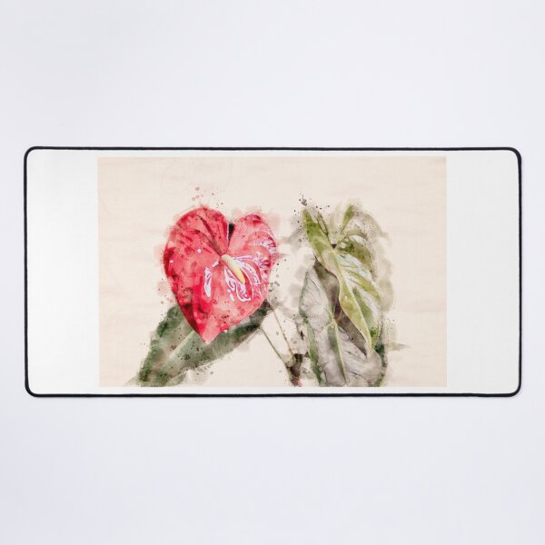 Item preview, A Large, Red Heart-shaped Anthurium For Valentine's Day. Watercolor Effect designed and sold by Mano Chandra Dhas.