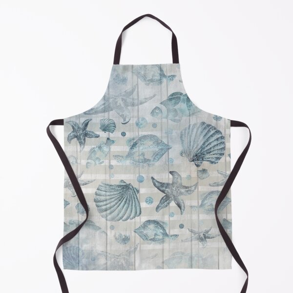 Item preview, Nautical Watercolor Seashells And Fish Striped Weathered Wood designed and sold by ChicoryJunction.