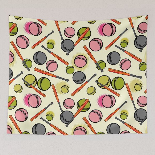 Item preview, Colorful Baseball Tools Drawing  designed and sold by MobertsonArt.
