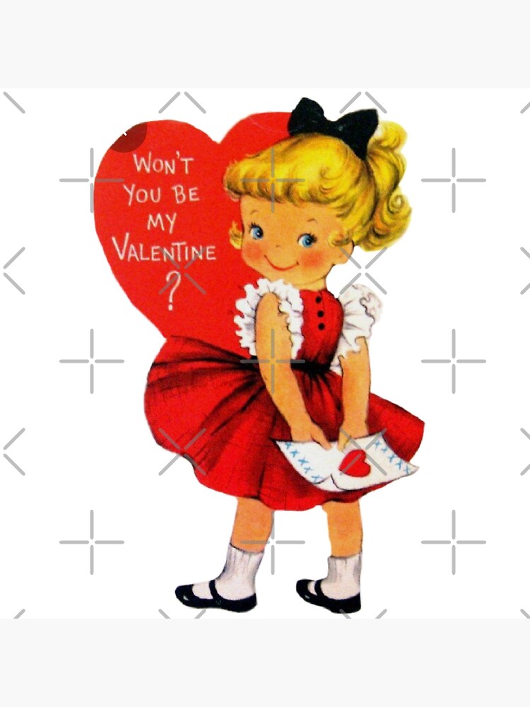 SWEET Vintage Valentines Day Card, Cute Little Girl, Colorful