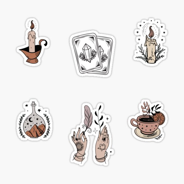 Black and white witchy vibe sticker pack, celestial stickers Sticker for  Sale by JuliaPop