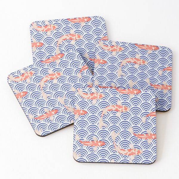 Item preview, Japanese Wave with Koi - Blue, White, Orange designed and sold by AlteredAtelier.