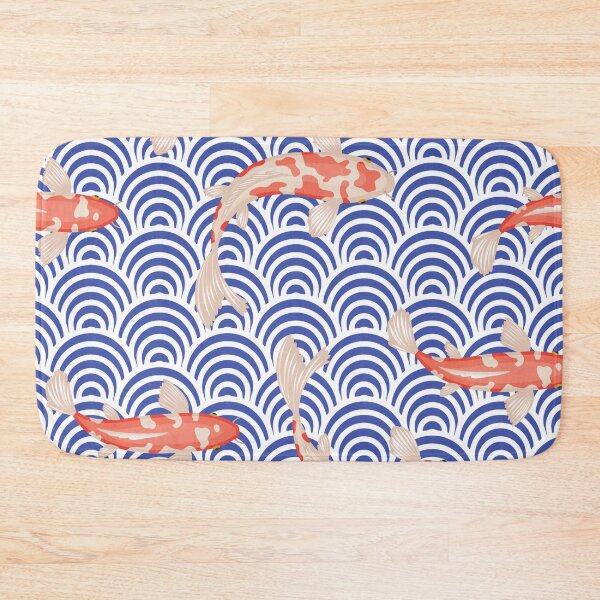 Item preview, Japanese Wave with Koi - Blue, White, Orange designed and sold by AlteredAtelier.