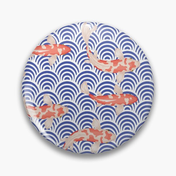 Item preview, Japanese Wave with Koi - Blue, White, Orange designed and sold by AlteredAtelier.