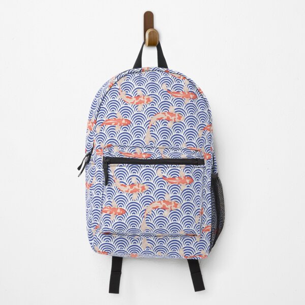 Item preview, Japanese Wave with Koi - Blue, White, Orange designed and sold by AlteredAtelier.