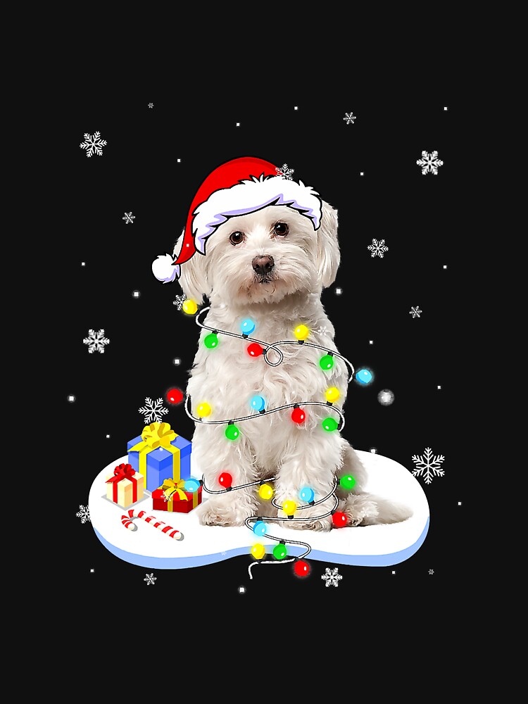 "Funny Maltese Christmas Light Dog Dad" Lightweight Sweatshirt for Sale