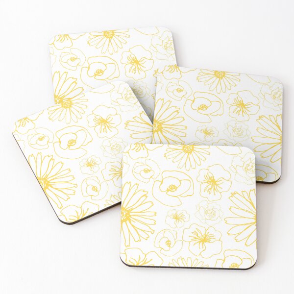 Item preview, Linework Flowers - Yellow on White designed and sold by PaintInTheNight.
