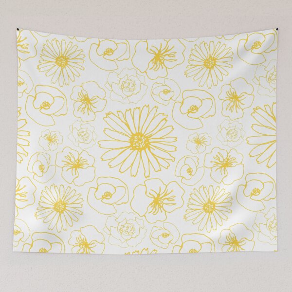 Item preview, Linework Flowers - Yellow on White designed and sold by PaintInTheNight.