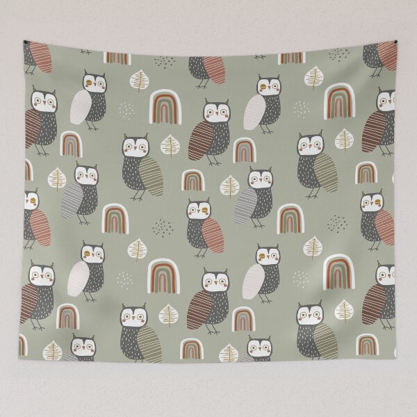 Item preview, Autumn owls with rainbow  designed and sold by SweetPea49.