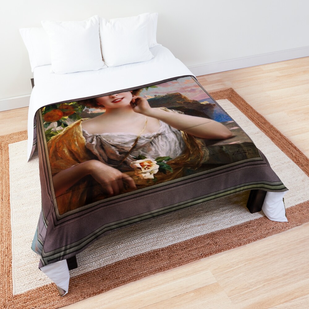 Beauty Under The Orange Tree by Émile Vernon Classic Remastered Xzendor7 Old Masters Reproductions Decorative Art Print Comforter