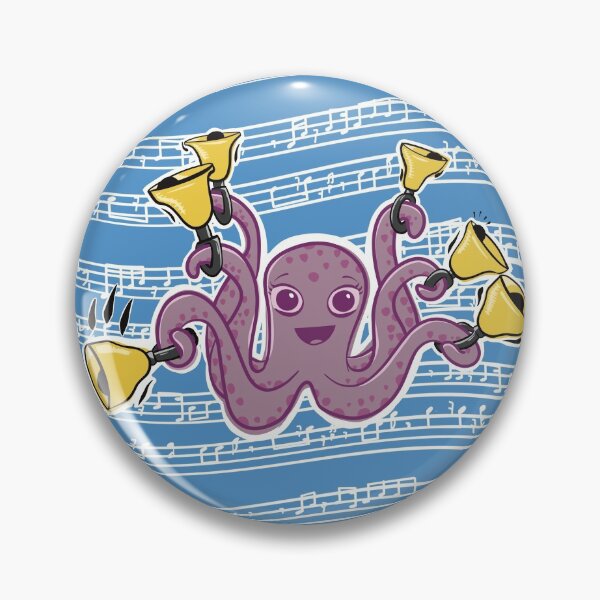 Item preview, Octopus Ringing Handbells With Music Sheet Cartoon designed and sold by SubtleSplit.