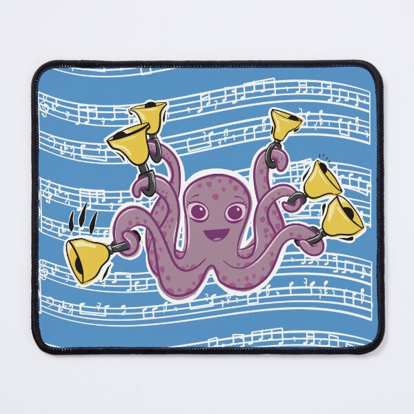 Item preview, Octopus Ringing Handbells With Music Sheet Cartoon designed and sold by SubtleSplit.