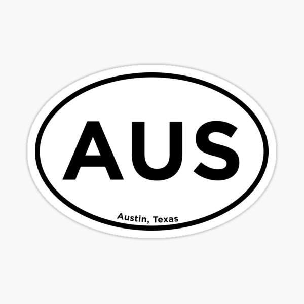 Austin Texas Airport Code AUS Sticker