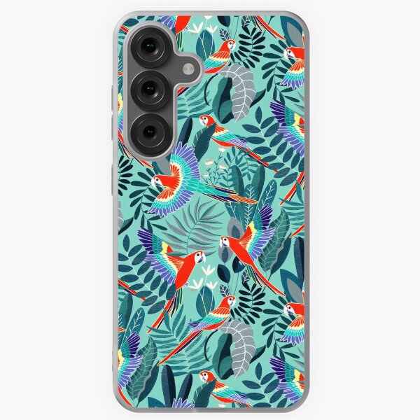 Aperçu de l'œuvre Jungle Parrot Paradise - Tropical Turquoise créée et vendue par TigaTiga.