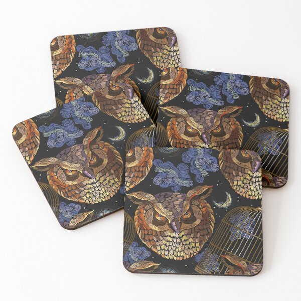 Item preview, Gothic embroidery owls designed and sold by LittleShop79.