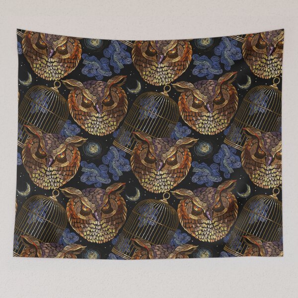Item preview, Gothic embroidery owls designed and sold by LittleShop79.