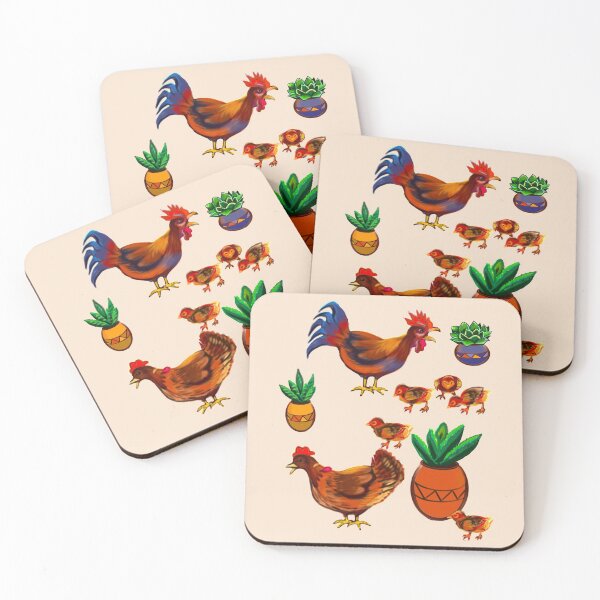 Item preview, Hens and chicks and a rooster too, succulent cacti and chickens designed and sold by Artonmytee.