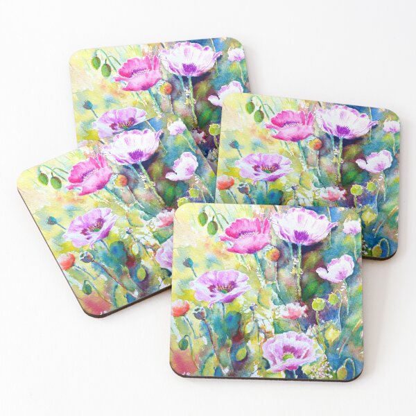 Item preview, Watercolor purple poppies designed and sold by cornercroft.