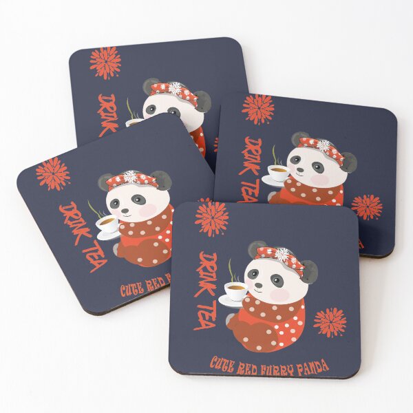Item preview,   Cute Furry Red Panda Flower Drinking tea designed and sold by fatydesignspace.
