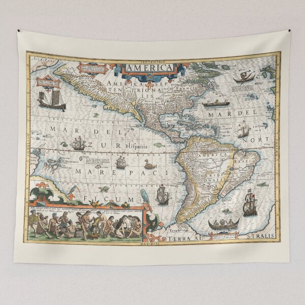 Item preview, Map of the America by Jodocus Hondius,1619. designed and sold by vintagemapstore.