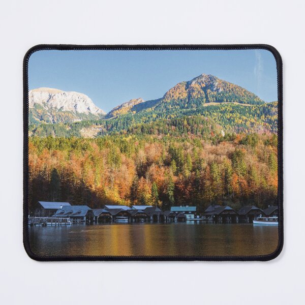 Item preview, Königssee Boat Houses And Jenner Mountain designed and sold by rawshutterbug.