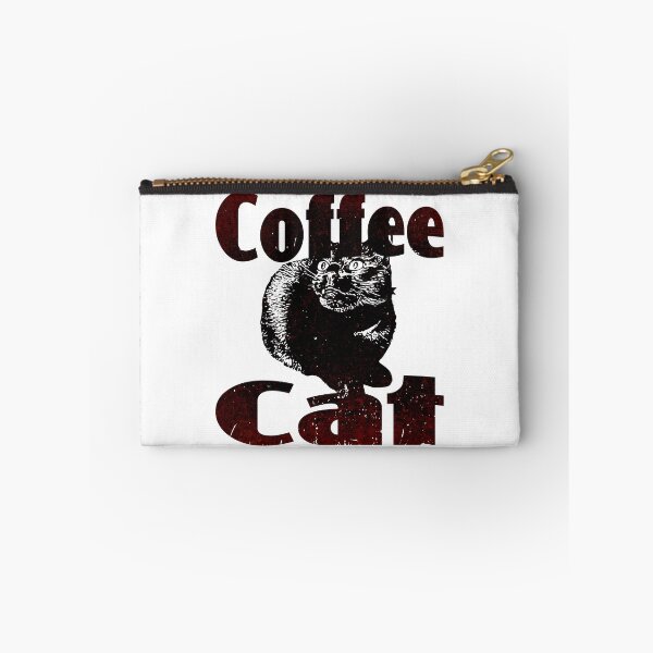 Item preview, Coffee Cat (Classic Distressed Vintage Retro 70's Look • Kopi Luwak • Black Brown • Lucky Cat Quote • Sticker or Mug for Pet Loving Caffeine Addicts) designed and sold by SassyClassyMe.