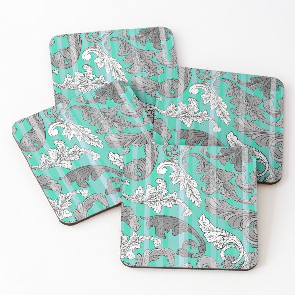Item preview, Classic Leaves Gray and Esmerald Green, art by Miguel Matos Official designed and sold by MiguelMatosArt.