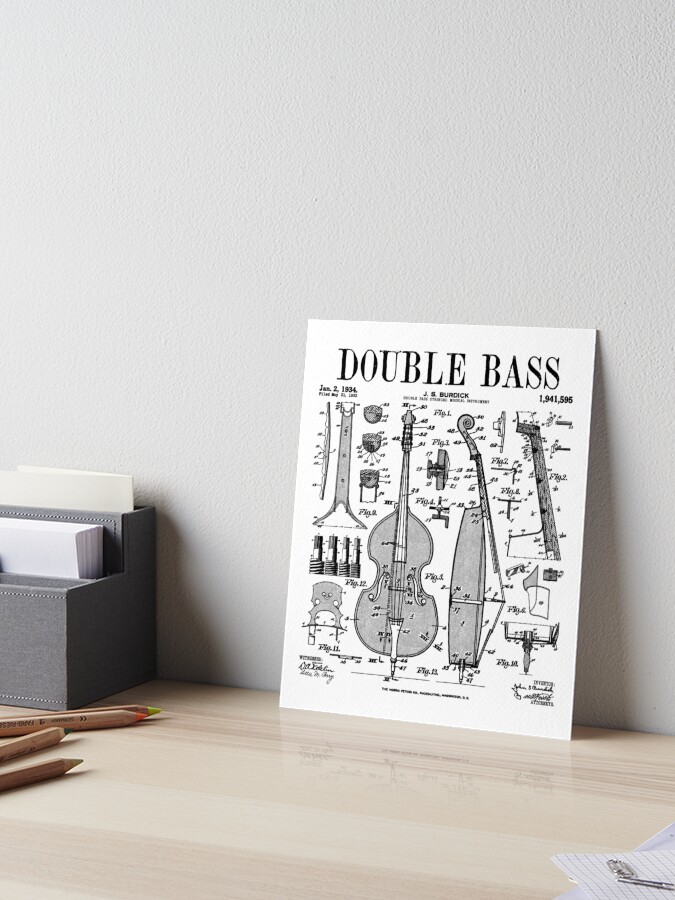 Vintage Patent Print 1934 Double Bass Player T-Shirt Vintage Patent Print 1934 Double Bass Player T-Shirt