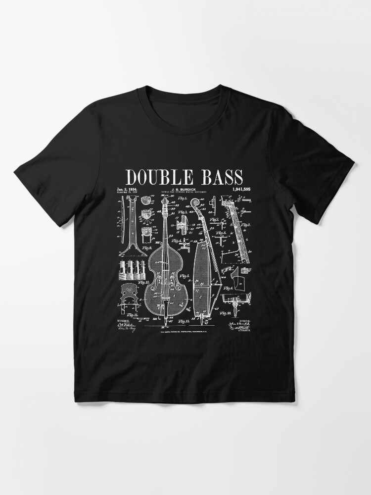 "Double Bass Player Bassist Musical Instrument Vintage Patent" Tshirt