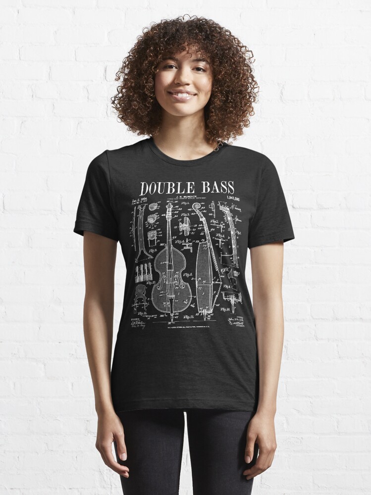"Double Bass Player Bassist Musical Instrument Vintage Patent" Tshirt