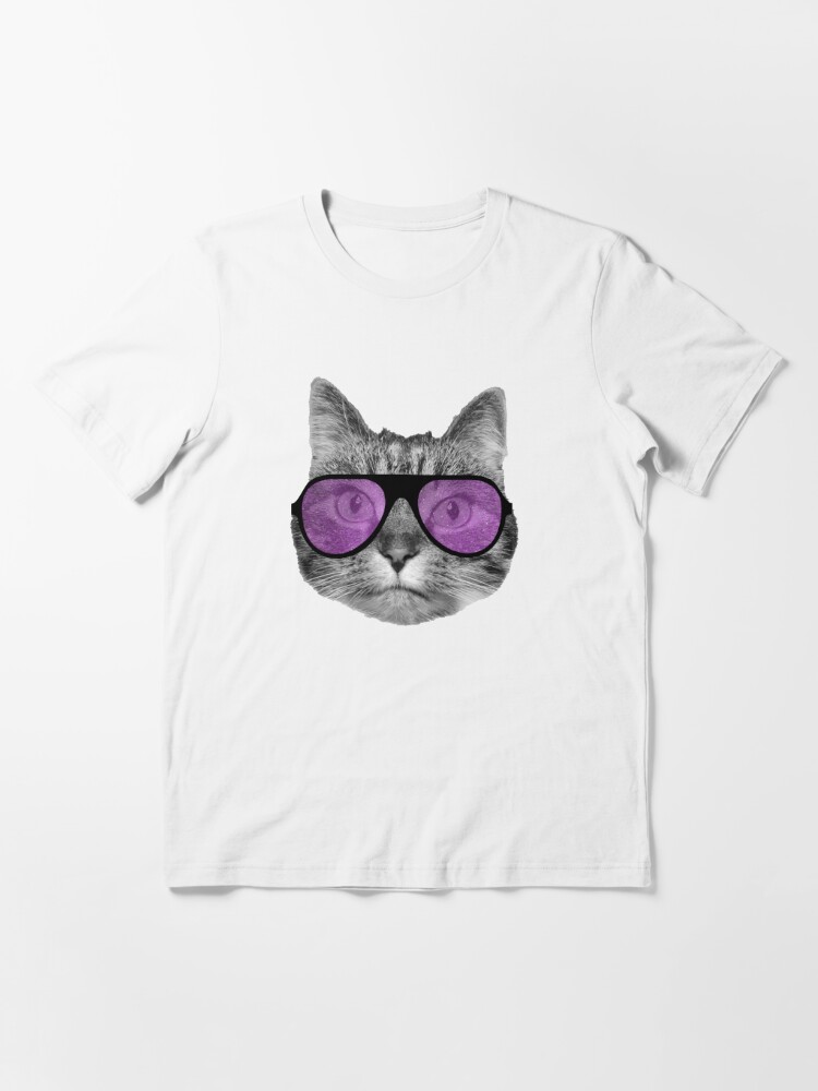 Portrait Of Hipster White Cat Wearing Sunglasses And Shirtanimal