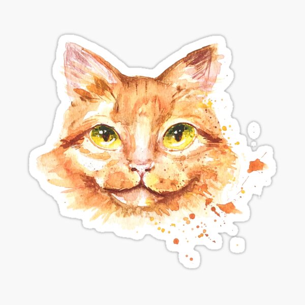 Ginger Cat Portrait in Watercolour Sticker