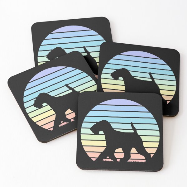 Item preview, Schnauzer Lovers - Pastel Retro Sunset Dog Silhouette designed and sold by Krysanthe.