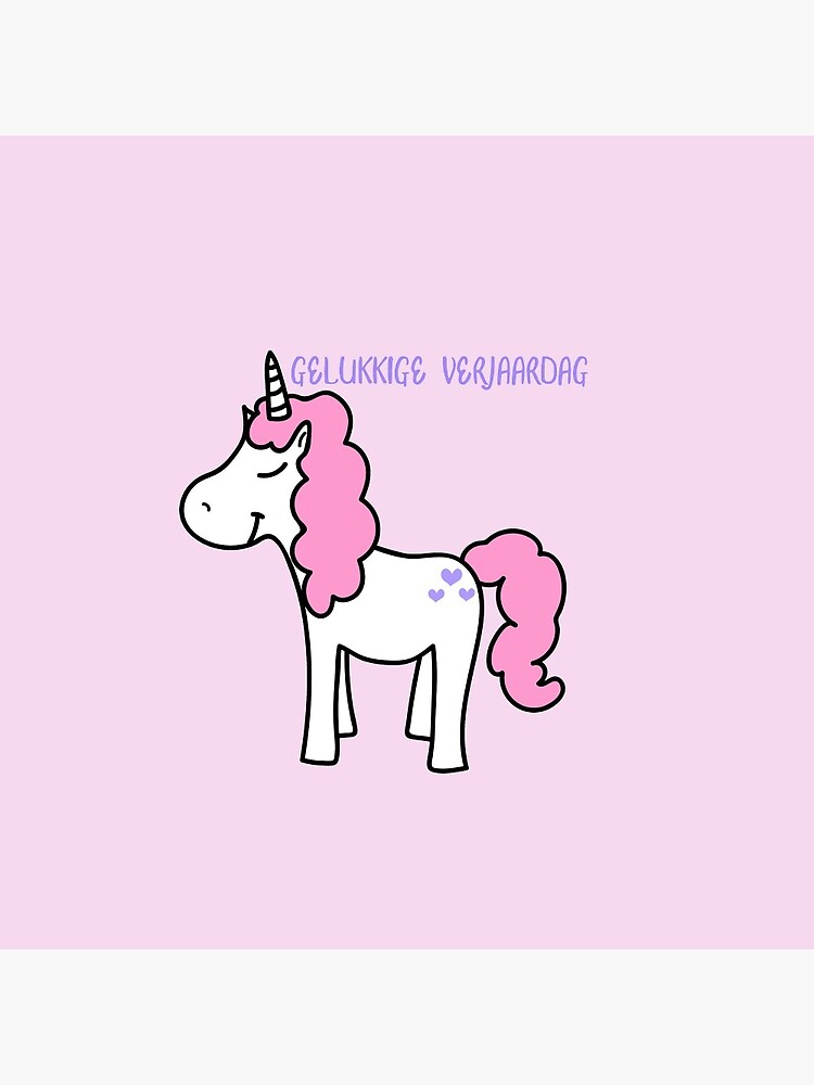 Gelukkige Verjaardag Happy Birthday Dutch Language Birthday Greeting With Cute Unicorn 