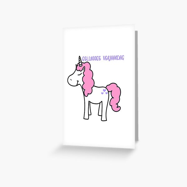 Gelukkige Verjaardag Happy Birthday Dutch Language Birthday Greeting With Cute Unicorn 