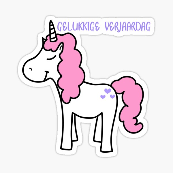 Gelukkige Verjaardag Happy Birthday Dutch Language Birthday Greeting With Cute Unicorn 