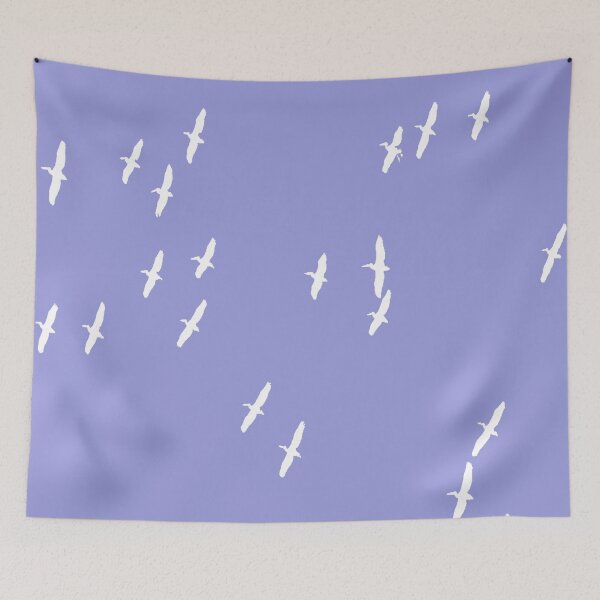 Item preview, Squadron Of Pelicans In Flight White Silhouette designed and sold by taiche.